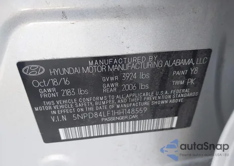 2017 Hyundai Elantra Se z USA, uszkodzony, nr VIN 5NPD84LF1HH148559